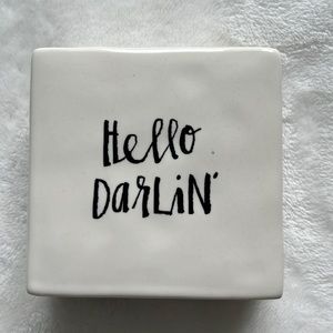 Rae Dunn Hello Darlin ceramic block